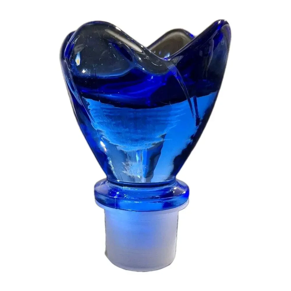 Bormioli Rocco Bouquet Cobalt Blue Glass Decanter Stopper Italy Tulip Rose